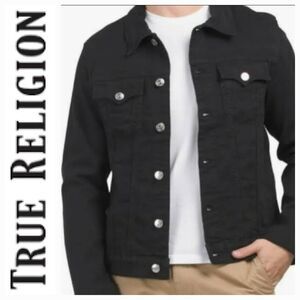 True Religion Black Rinse Denim Trucker Jacket
